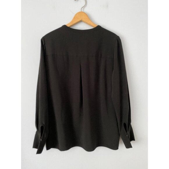 August 1 Eight Womens Long Sleeve Blouse Size L Black Button Detail - Picture 2 of 8